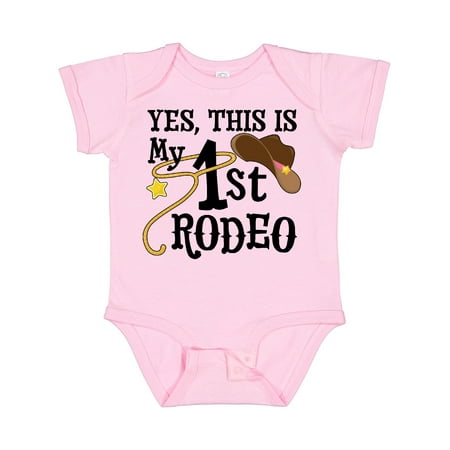 

Inktastic Yes This is My 1st Rodeo- Cowboy Hat with Pink Band Lasso Gift Baby Girl Bodysuit