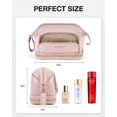 thumbnail image 3 of BAGSMART Double Layer Makeup Bag Travel Toiletry Bag Cosmetic Organizer Zipper Pouch for Lipsticks Electonic Accessories, Waterproof Portable, Multifunction, Pink, 3 of 7