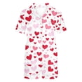 thumbnail image 3 of Jalioing Pajama Set for Women 2 Piece Heart Print Short Sleeve Button Down Shirt and Pajama Shorts Set Comfy Loungewear Set, 3 of 8