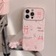 thumbnail image 4 of Cute rabbit pink 3D keychain ins bunny flower tulips ins leather shell for iphone 11 13 promax 12 14 15 pro max plus phone case, 4 of 5