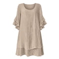 thumbnail image 5 of IUYRTFE Women's Summer Boho Peasant Dress with Tie Neck and Ruffle Hem 3/4 Sleeve Flowy Midi Dress, 5 of 5