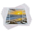 thumbnail image 1 of Ambesonne Coastal Place Mats Set of 4, Open Window Sunrise Sea, Standard Size, Multicolor, 1 of 6