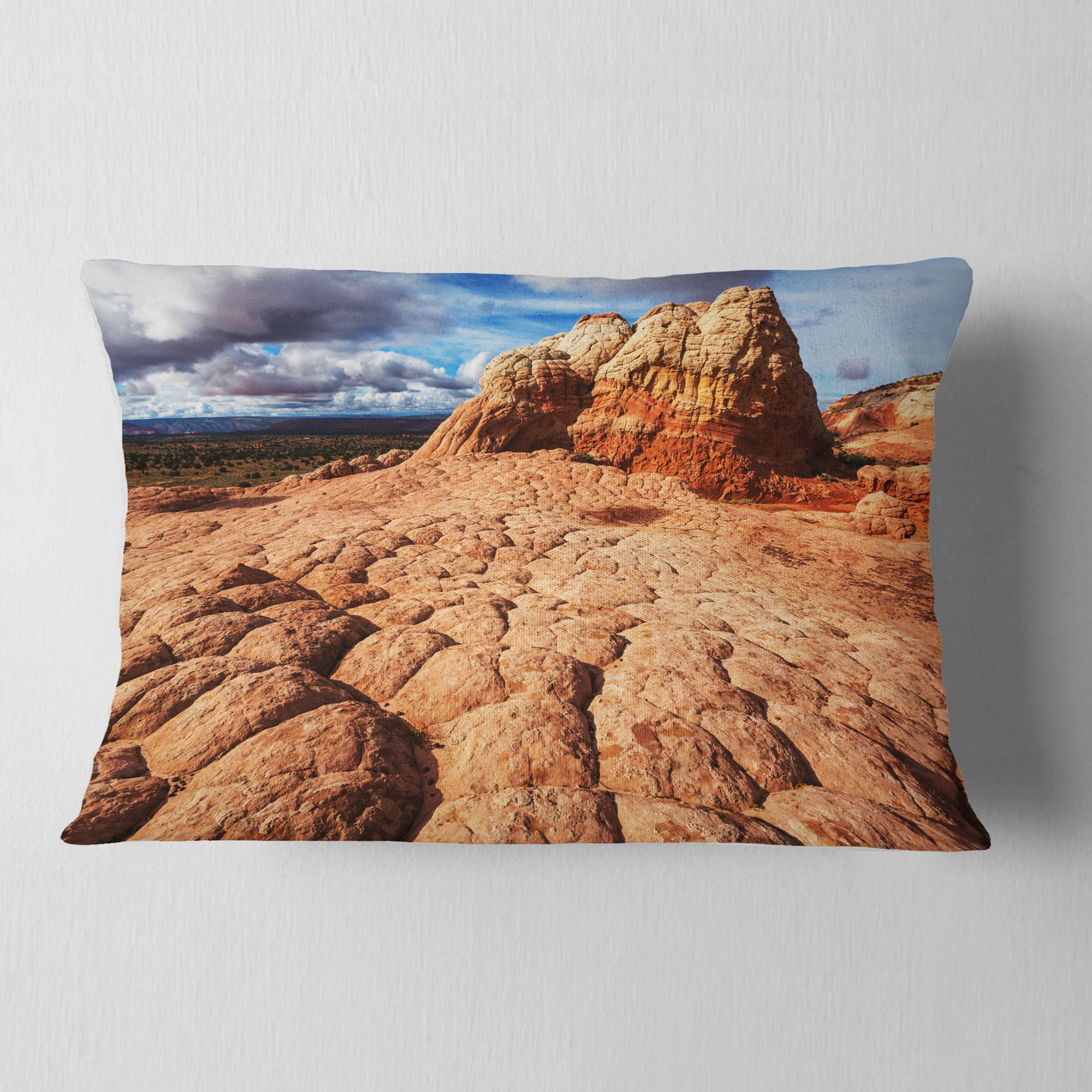 Designart 12" x 20" Brown Polyester Throw Pillow