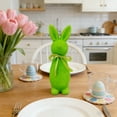 thumbnail image 3 of Easter Flocked Bunny Figurine, Rabbit Statue with Bow, Easter Table Decorations,Decor for Garden Yard Home(8.6x2.5inch), 3 of 6