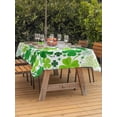 thumbnail image 2 of Outdoor Tablecloth with Umbrella Hole and Zipper, St. Patrick's Day Rectangle Table Cloth 60x84 Inch Waterproof Tablecloth, Lucky Shamrocks Spring Leaves Botanical Picnic Table Cover for Patio, 2 of 7