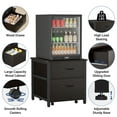 thumbnail image 2 of INFANZIA Mini Fridge Stand with Storage, Beverage Refrigerator Stand Table with Rolling Cabine, 22.1"Lx 23.2"W Solid Wood Heavy Duty Mini Fridge Cabinet for Dorm, Office, Bedroom, Black, 2 of 8