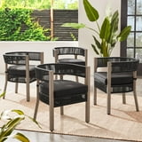 Better Homes & Gardens Tarren 5-Piece Wicker Outdoor Dining Set, Black ...