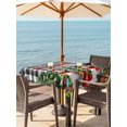 thumbnail image 2 of Outdoor Tablecloth with Umbrella Hole and Zipper, Christmas Snowman Square Table Cloth 54x54 Inch Waterproof Tablecloth, Black White Plaid Snowflake Pine Tree Picnic Table Cover for Patio Camping, 2 of 7