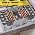 thumbnail image 6 of Battery Daddy Storage & Organizer Case w/Tester, Stores & Protects Up to 180 Batteries, Double-Sided, Clear Locking Lid, Secure Latches & Portable Carrying Handle- Warm Grey (Batteries Not Included), 6 of 9