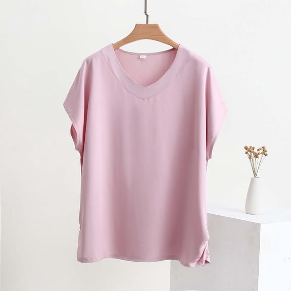 Blczomt Dressy Women's Summer Tops Pink Lightweight Tee Short Sleeve Summer Womens Plus Size Blouses