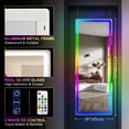 thumbnail image 5 of LVSOMT 47"x18" RGB LED Mirror, Over The Door Lighted Mirror, Full Length with Lights, Wall Mounted Hanging Mirror, Full Body Dressing Mirror, Light Up Mirror for Bedroom Living Room, White, 5 of 9