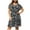 DT-Navy, variant on DailyTrove Women's V-Neck Floral Print & Flare Dress, Short Sleeve, Casual Garden & Party Wear, Lightweight Chiffon , Ruffled Hem
