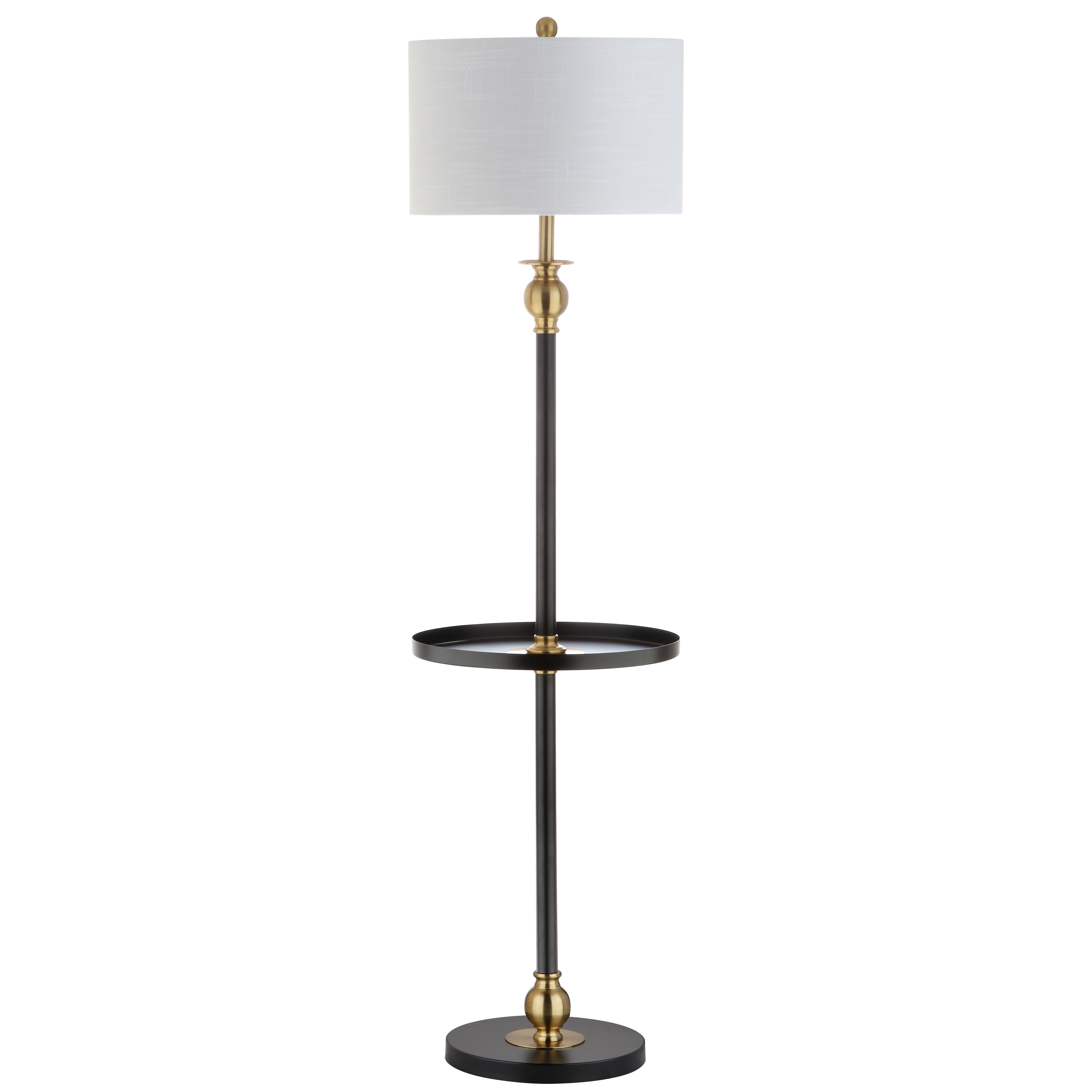 Evans 61" Metal LED End Table Floor Lamp, Black/Brass