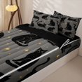 thumbnail image 3 of jejeloiu Glitter Print Black Cat Zipper Full Size Comforter Sets with Fitted Sheet and 2 Pillowcases For Kids,Gold Cute Stars Print Zipper Bedding Set For Girls,Reversible,4-Piece, 3 of 7