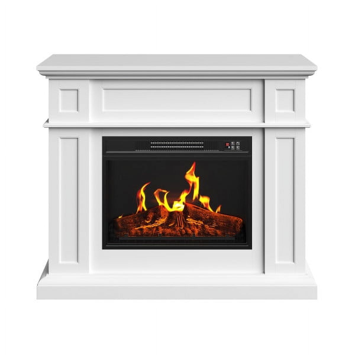 Northwest Corner TV Stand with Electric Fireplace Fits 55-Inch TVs (White)