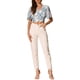 thumbnail image 2 of INSPIRAR CHIC Blusas Cortas de Manga Corta con Cuello en V de Verano con Estampado Floral M Blanco Azul, 2 of 6