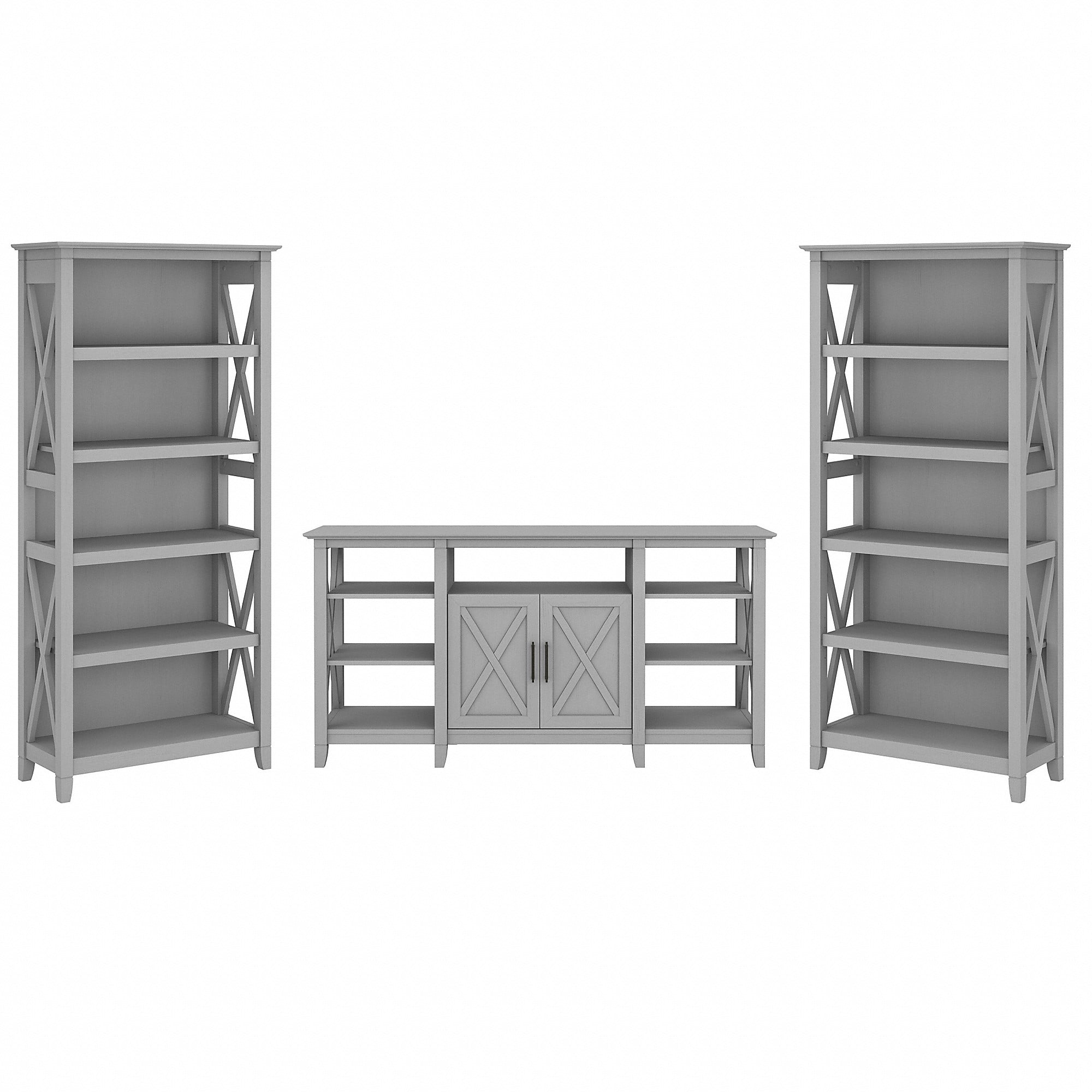 Bush Furniture Key West Tall TV Stand with Set of 2 Bookcases Walmart