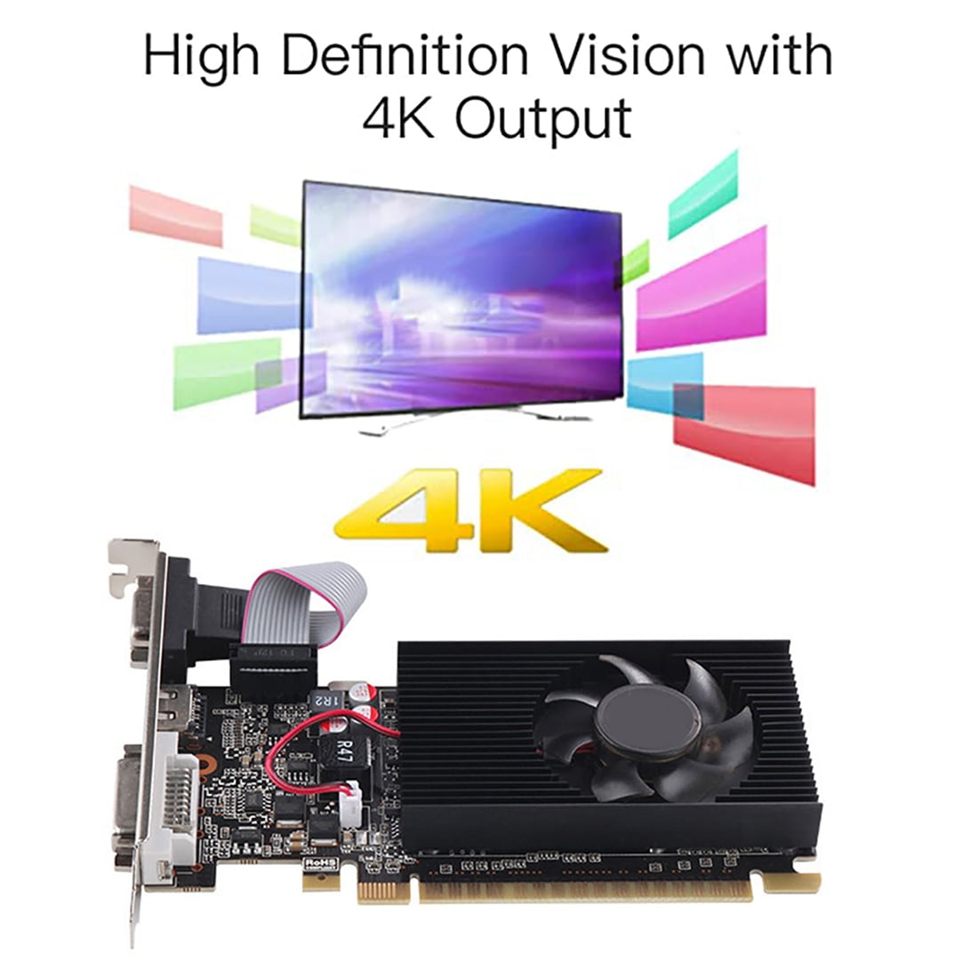GT 610 1G Ultra-Fast Graphics Card 1GB 64Bit DDR3 810/500MHz PCI-E 1.1 X16 Desktop Small Chassis PC Gaming