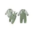 thumbnail image 3 of Cjfdfy Newborn Baby Boy Animal Overalls Fall Clothes Striped Long Sleeve Rompers And Embroidery Overalls Cute Country Baby Clothes Toddler Farm Winter Outfit 0-18 Months, 3 of 10