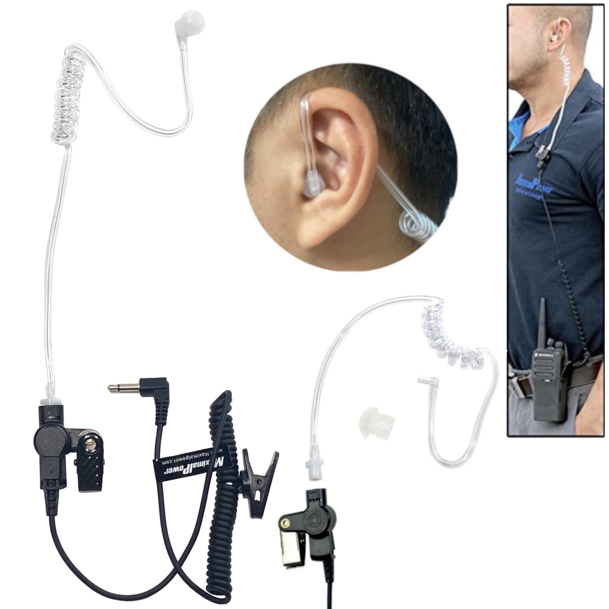 Acoustic Tube Headset 2-Wire Covert Surveillance Earpiece With PTT For Motorola XPR Series Two-Way Radios Motorola Radio Earpiece