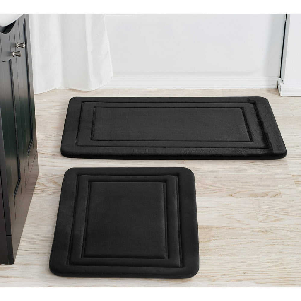 Mainstays 2 Piece Black Memory Foam Bath Rug Set, Available in Multiple