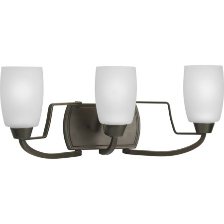 

Wisten Collection Three-Light Antique Bronze Etched Glass Modern Bath Vanity Light