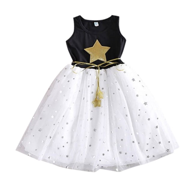 WEAIXIMIUNG Robes pour Filles 7-8 Élégantes Robe Tutu en Maille Sans Manches Mignonne pour Fête 6-7 Ans