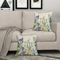 thumbnail image 3 of Spring Summer Flower Pillow Covers 16x16 Set of 2 Vintage White Purple Daffodils Green Leaves Botanical Print Decorative Throw Pillow Cases Outdoor Farmhouse Decor for Sofa Couch Bed, 3 of 6
