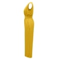 thumbnail image 7 of JFGHDG Women's Sleeveless Deep V Neck Ruched Wide Leg Jumpsuit Long Romper with Pockets Yellow M, 7 of 7