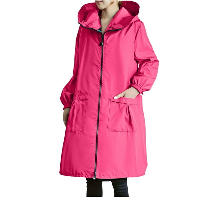 Women's Lightweight Casual Jacket Comfortable Loose Fit Zip Up Hooded Coat for Outdoor Work Spring Fall Layering with Pockets
