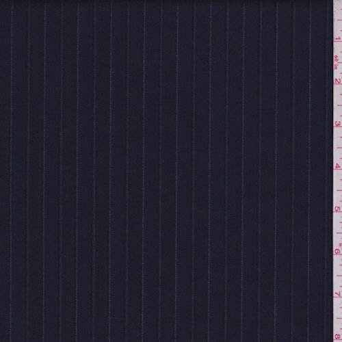 Navy/Purple Pinstripe Wool Gabardine Suiting, Fabric By the Yard