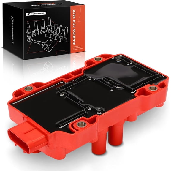A-Premium (Red) Engine Ignition Coil Pack Compatible with Chevrolet Silverado 1500, Equinox, Malibu, Impala, Express 1500 & GMC Sierra 1500, Savana 1500 & Buick Lucerne & Saturn Aura & Pontiac G6