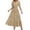 Khaki, variant on Women’S Summer Casual V Neck Short Sleeve Maxi Dress, Elastic Waist Tiered Ruffle Flowy A-Line Long Dress, Soft Breathable Polyester Fabric, 1pc, Sizes S M L XL XXL