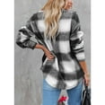 thumbnail image 3 of SMZ Women's Flannel Plaid Shacket - Long Sleeve Button-Down Jacket with Side Pockets, 3 of 6