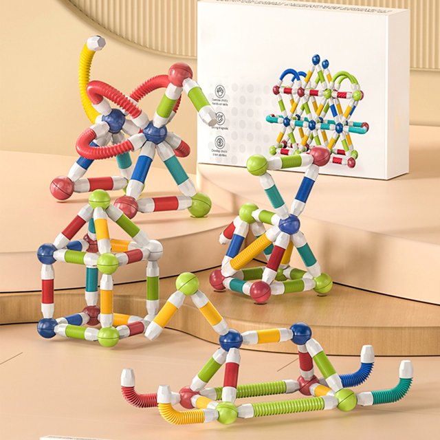 RKSTN P Lastic Splicing Rod Versatile Magnetic Rod Stretchable Children's Magnetic Attraction Splicing Magnetic Building Blocks Magnet Stretching Toy Gift Toddlers Toys