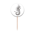 thumbnail image 1 of Hippocampus Marine Life Illustration Toothpick Flags Round Labels Party Decoration, 1 of 3