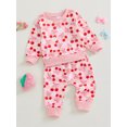 thumbnail image 5 of Baby Toddler Girl Fall Outfits 0 6 12 18 24 Months 2T 3T Long Sleeve Fruit Bow Print Sweatshirt + Pants Set Clothes, 5 of 9