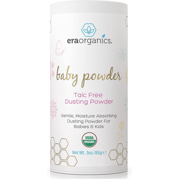 USDA Organic Baby Powder Talc-Free Dusting Powder - Soothing Organic Arrowroot, Calendula and Cornstarch Baby Powder for Newborn, Babies and Toddlers - Made in USA - 3oz/85g