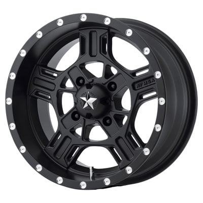 Grizzly 700 Rims 4/110 Motosport Alloys M32 Axe Wheel 14x7 4.0 + 3.0 Satin Black for Yamaha GRIZZLY 700 4x4 2007-2018 ()