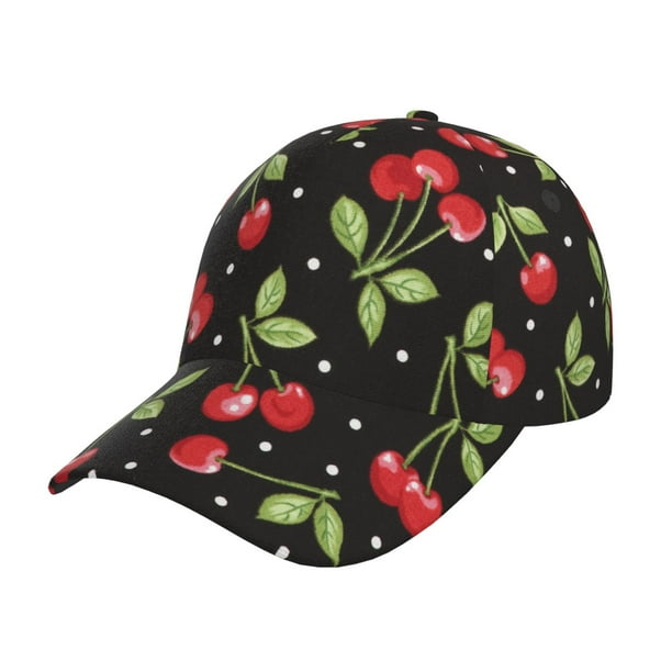 Balery Sweet Red Cherry Gorra de béisbol de tamaño ajustable para correr, entrenar y actividades al aire libre. Gorra de papá para todas las estaciones.