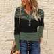 thumbnail image 2 of Mujeres Casual Impresión Botones Manga larga Encaje Empalme Blusa delgada Camiseta Tops Fridja  fksj2059, 2 of 7