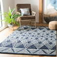 thumbnail image 2 of SAFAVIEH Micro-Loop Crispin Geometric Wool Area Rug, Navy/Ivory, 5' x 5' Square, 2 of 10