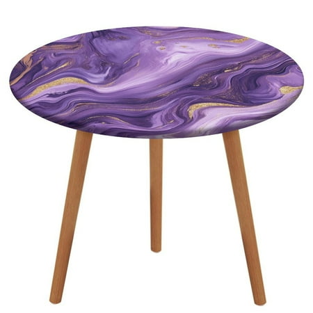 

Colorful Marble Purple (5) Tablecloth Round Elastic Fitted Waterproof Table Cover Cloth for Dining Room Indoor Outdoor Decor