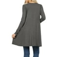 thumbnail image 2 of Women Round Neck Long or 3/4 Sleeve Flattering Comfy Swing Tunic Loose Fit Flowy Top, 2 of 3