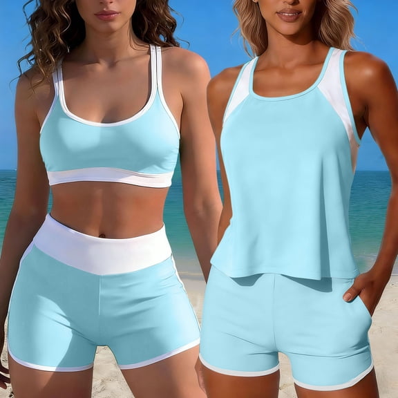 Taylonsss Women 3 Piece Tankini Swimsuits for Women Swim Tank Top Bathing Suits with Boy Shorts and Bra Athletic Swimwear