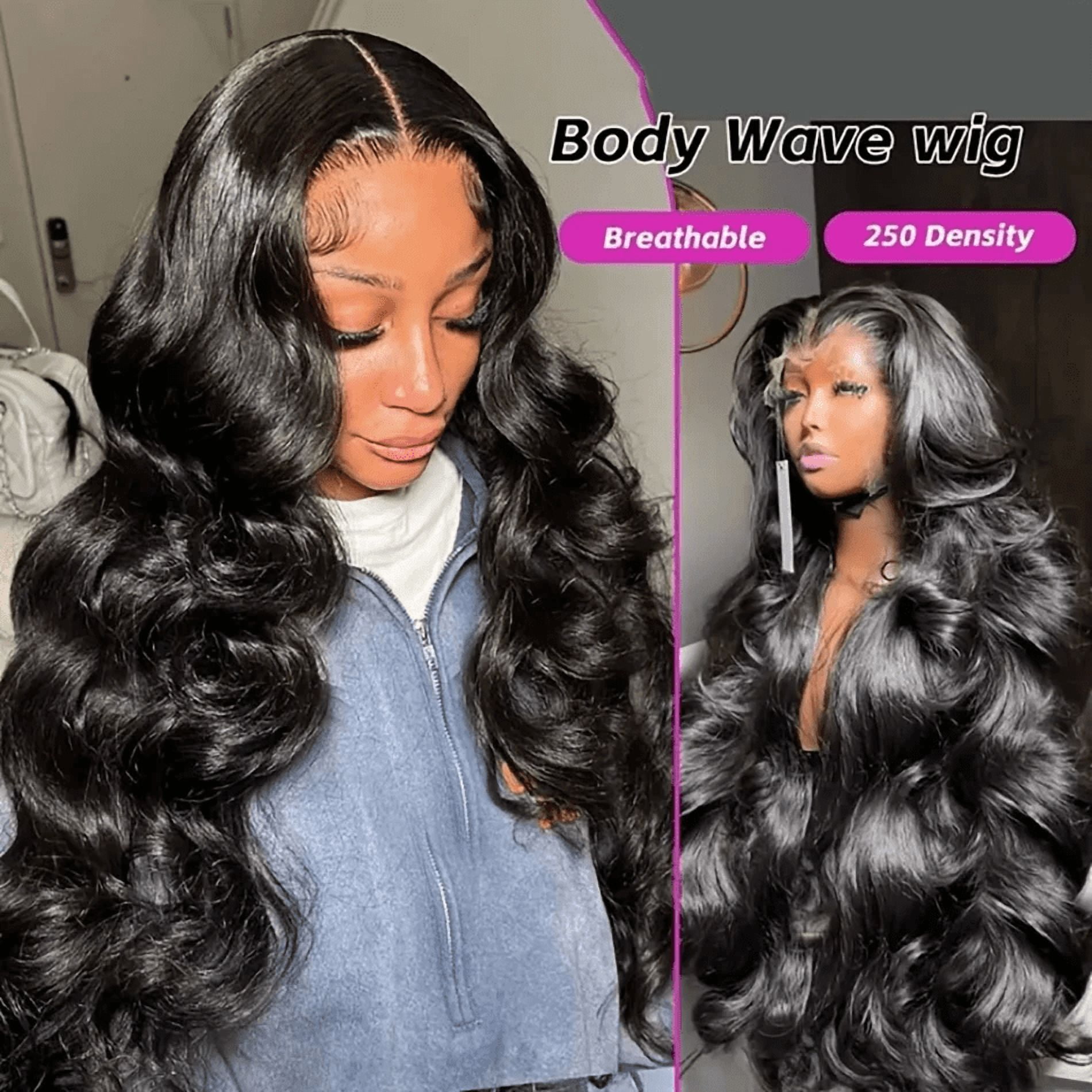 13x6 Body Wave Pre Plucked Human Hair HD Transparent Lace Front Wigs 200% Density Glueless Lace Frontal Wigs with Baby Hair for Women 32inch