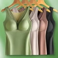 thumbnail image 5 of Camisas Térmicas Sin Mangas Para Mujer Chaleco Con Cuello En V Con Sujetador Incorporado Ropa Interior Camiseta Sin Mangas Térmica - Verde, 5 of 5