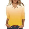 thumbnail image 5 of MIUOWANP Women 3/4 Sleeves Casual Shirts Pullover Loose Tunic Tops Blouse 2025 Hot Sale Blouses&Shirts Clearance Deals Yellow L, 5 of 5
