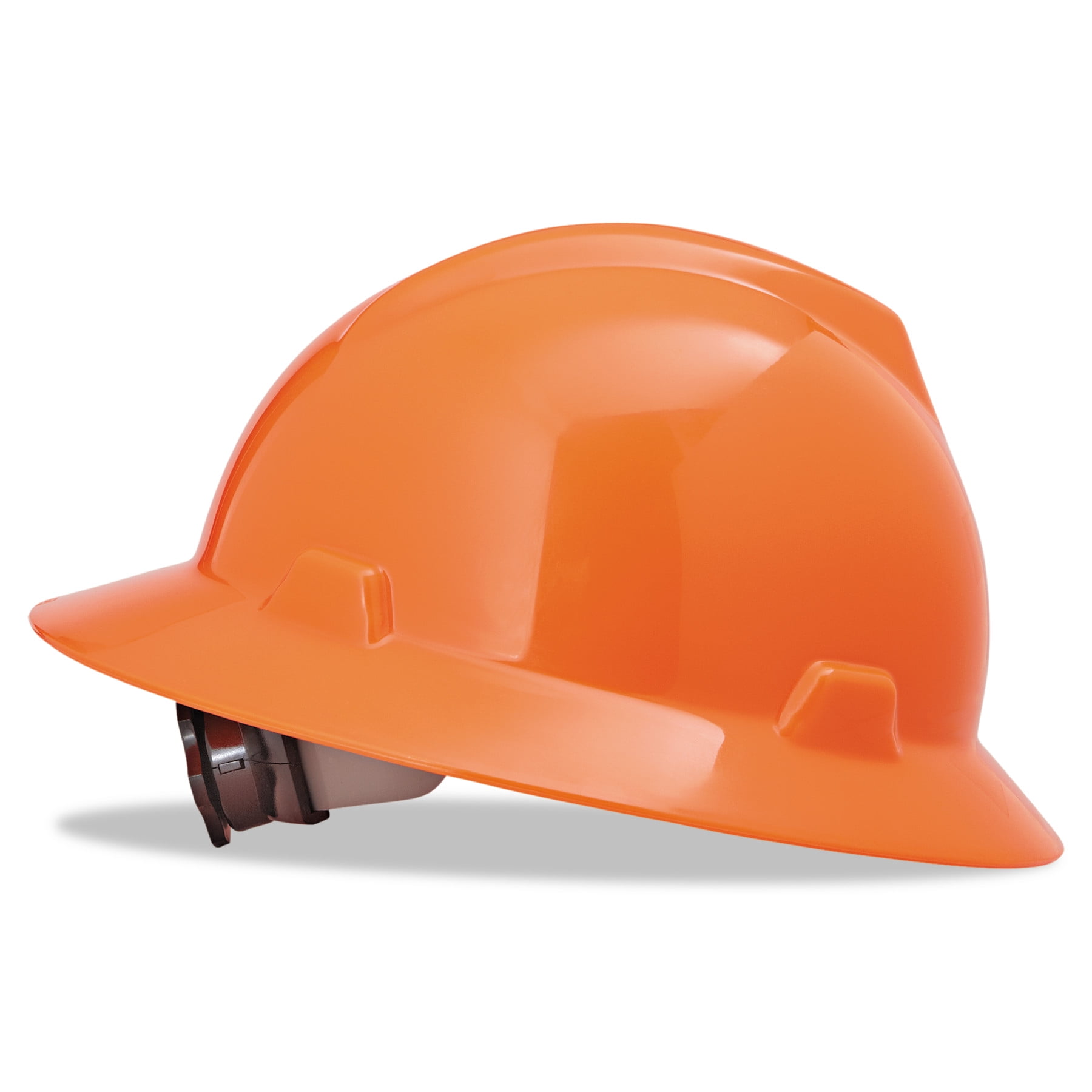 MSA V-Gard Full-Brim Hard Hats, Ratchet Suspension, Size 6 1 2 8, High-Viz Orange by SAFETY WORKS