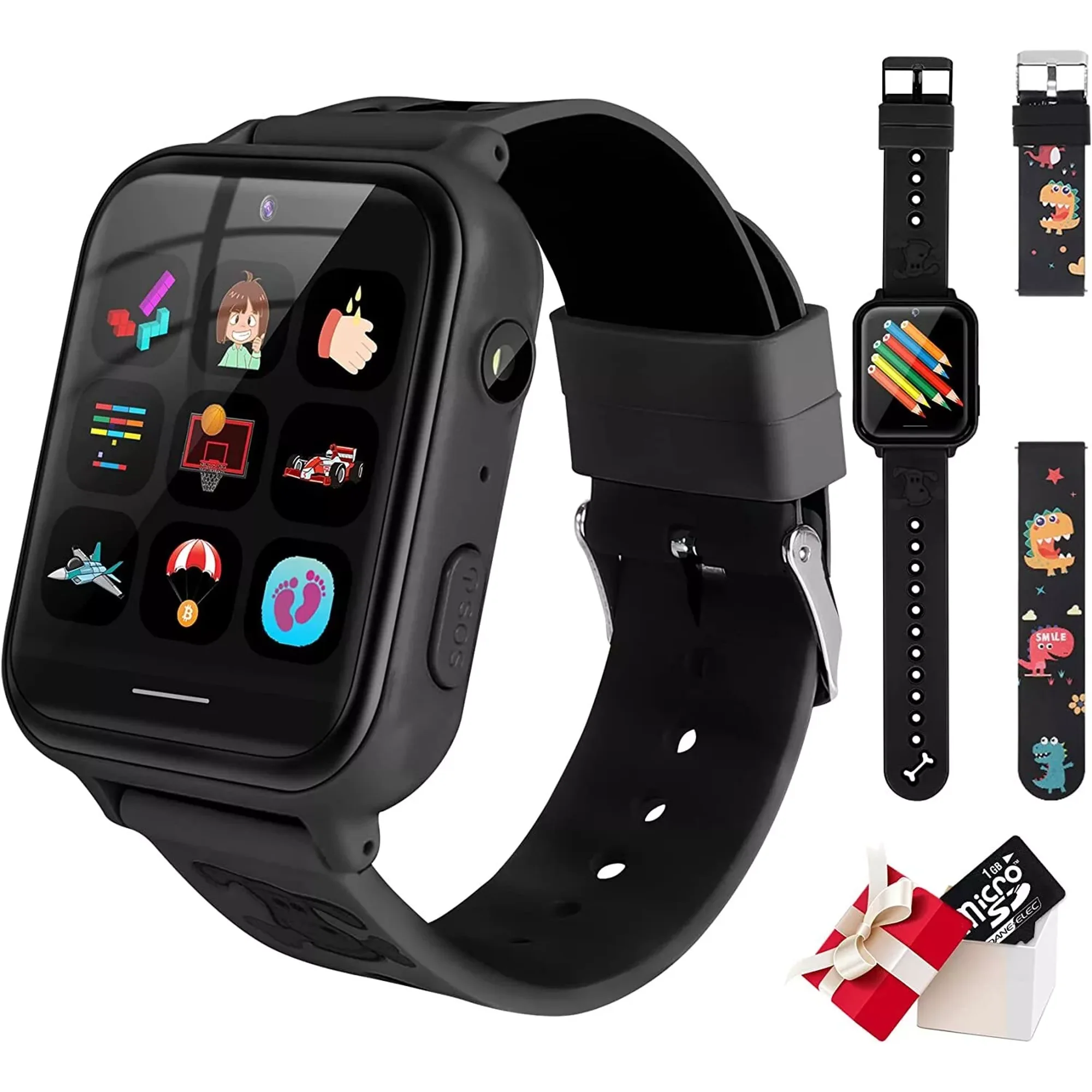 TOPCHANCES Smart Watch for Kids, Kids Smartwatch with Two-way Call 10 Games Camera Music Player SOS, Birthday Educational Gift for Age 3-14 Boys Girls, Black
